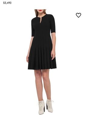 Akris Green Short-Sleeve Flared Midi Dress